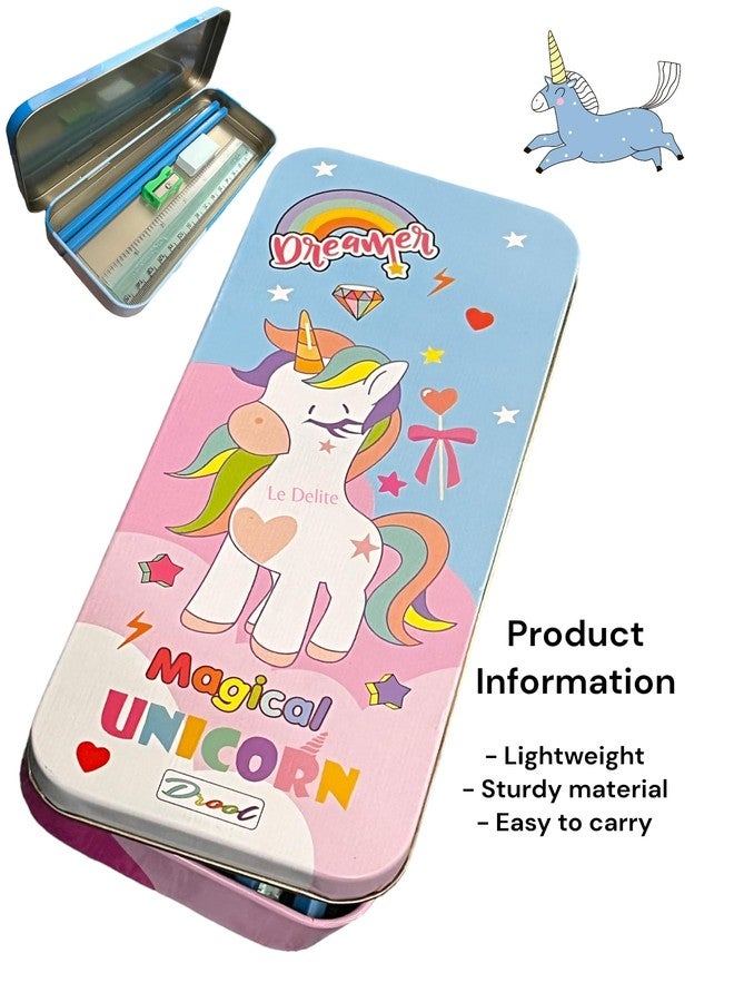 Le Delite Space Theme Pencil Box Case with Stationary Pencil, Scale,Eraser & Sharpener Combo Set | Birthday Return Gift Party Favor for Girls, Boys, Kids (Unicorn - 5 Pencil Box) - Image 3